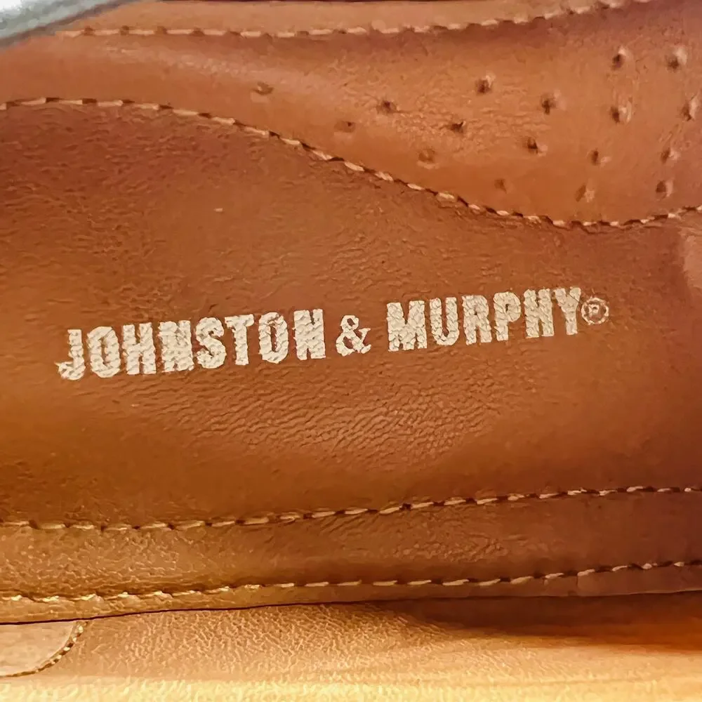 Johnston & Murphy Shoes Mens 7 Black Leather Slip On Dress Oxford Square Toe